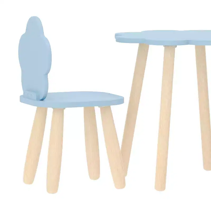 Buzz & Bloom Kids 3-Piece Wood Cloud-Shaped Table and Chairs Set