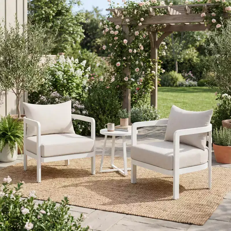 Christopher Knight Home Rosa Modern Aluminium Patio Accent Chairs with Curved Backrest and Cushion (Set of 2)