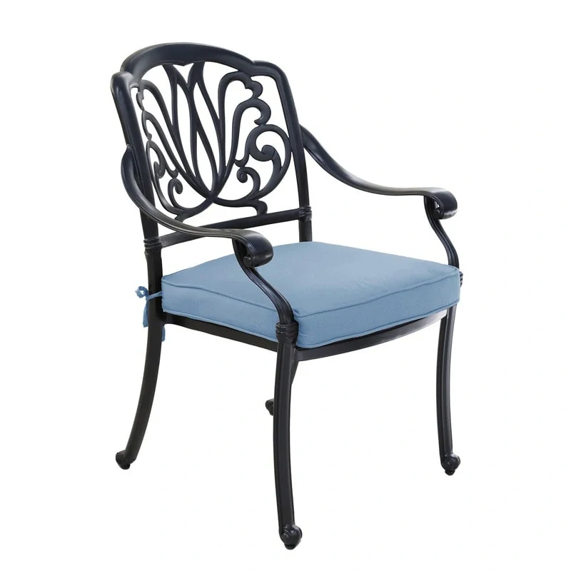 Saratoga 9-piece Gun Metal Aluminum Square Dining Set with 8 Cushioned Arm Dining Chairs