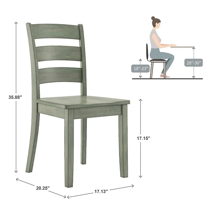Wilmington II 48-Inch Rectangular Antique Sage Green 5-Piece Dining Set by iNSPIRE Q Classic