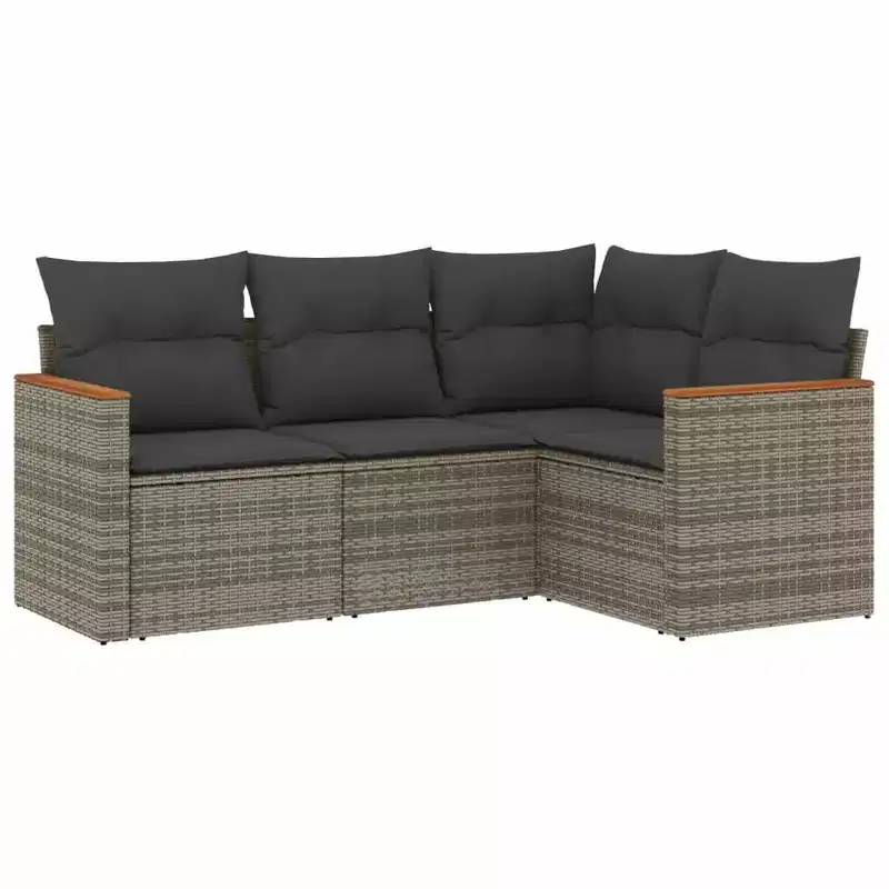 vidaXL 4 Piece Patio Sofa Set with Cushions Poly Rattan