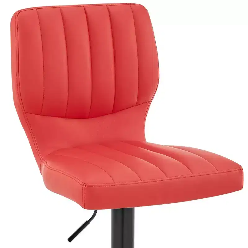 Bardot Adjustable Barstool with Faux Leather and Metal Finish - Armen Living