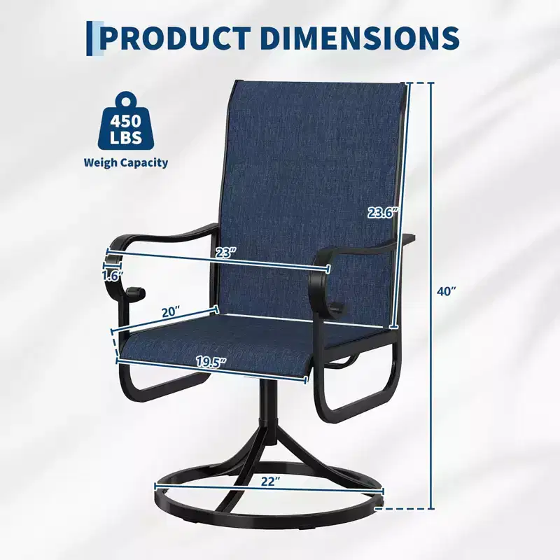 Outdoor Glider Rocker Patio Chairs Set of 2. Black Metal Frame Textilene Dining Chairs. All Weather High Back Outside Furniture for Yard Porch. Brown