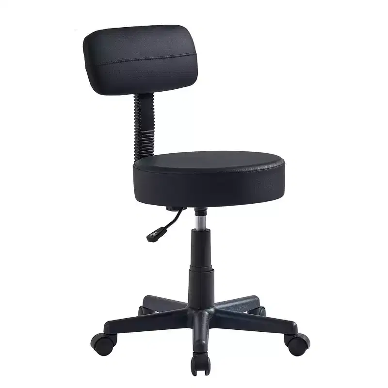 Armless Chair Rolling Stool with Backrest for Garage Shop Workbench Salon