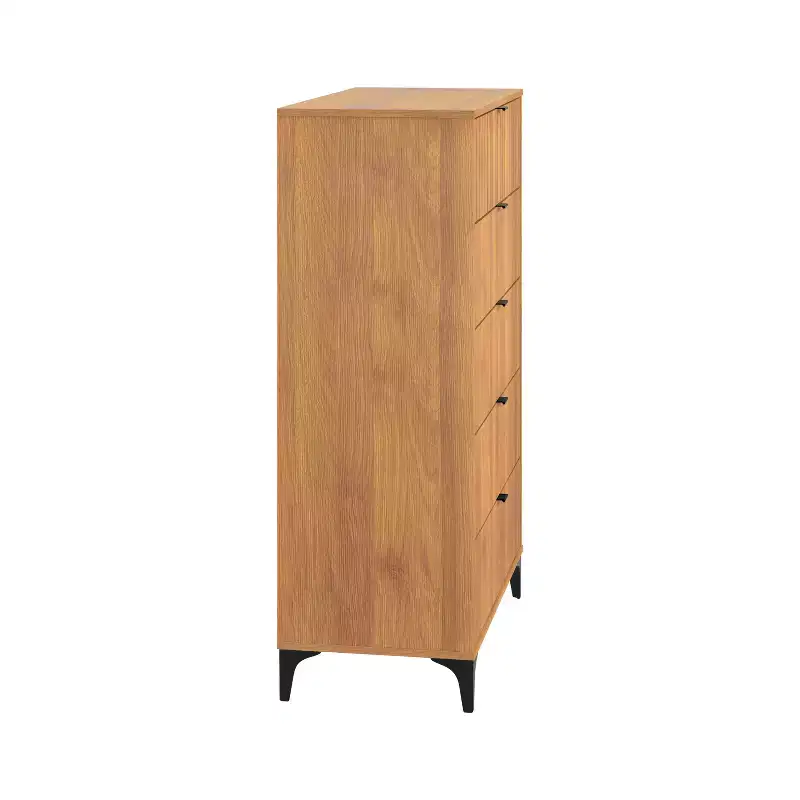 Galano Zaffy 5 Drawer Chest (Interlock) - Amber Walnut