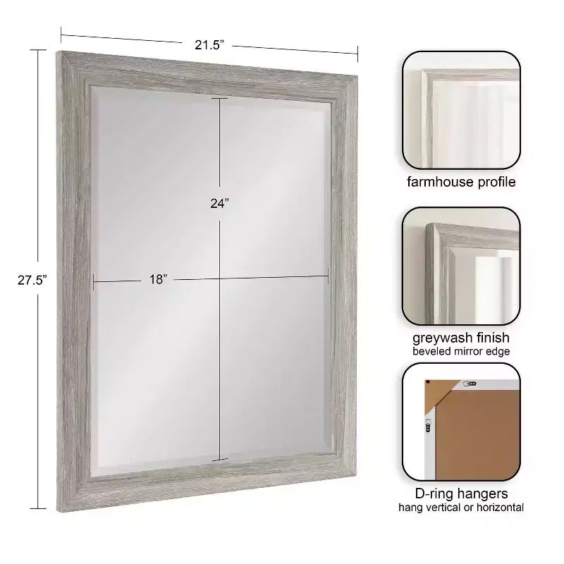 Kate and Laurel Dalphia Rectangle Bathroom Wall Mirror