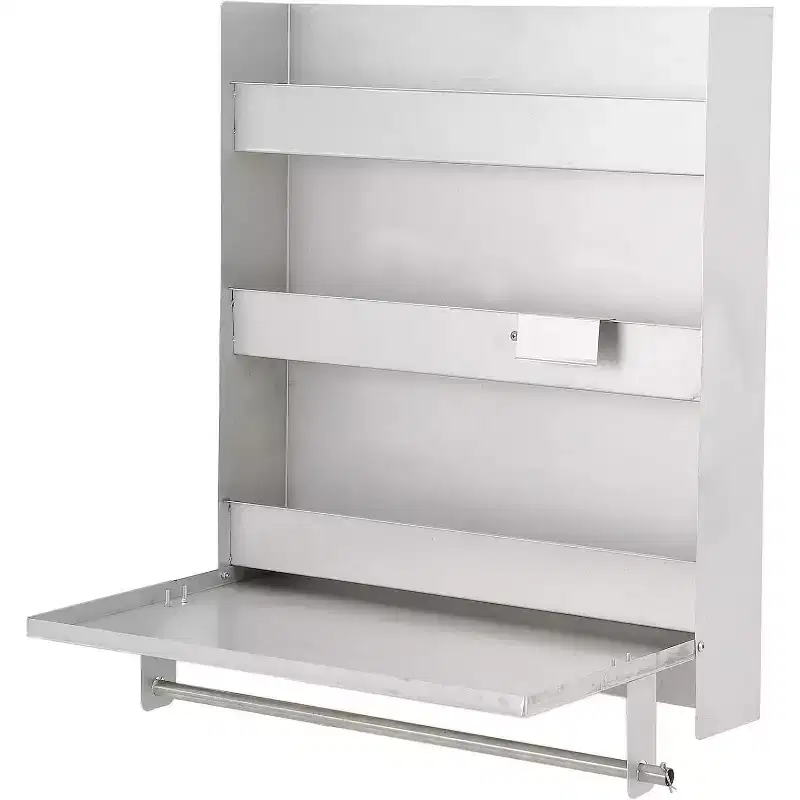 COZONY Aluminium Work Station Storage Cabinet, Flip Up Work Tray w/ Paper Towel Rack, Trailer Cabinet Organizer for Enclosed Race Trailer Shop Storage