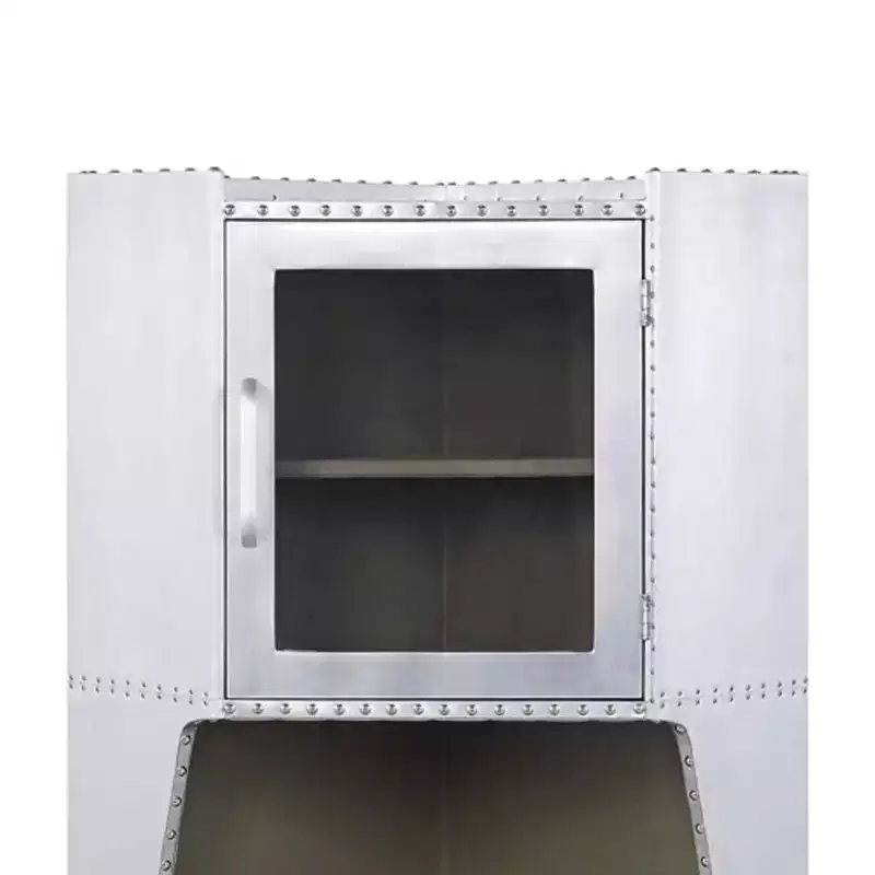 Industrial Aluminum Storage Cabinet 2-Door 1-Drawer Modern Display Cabinet