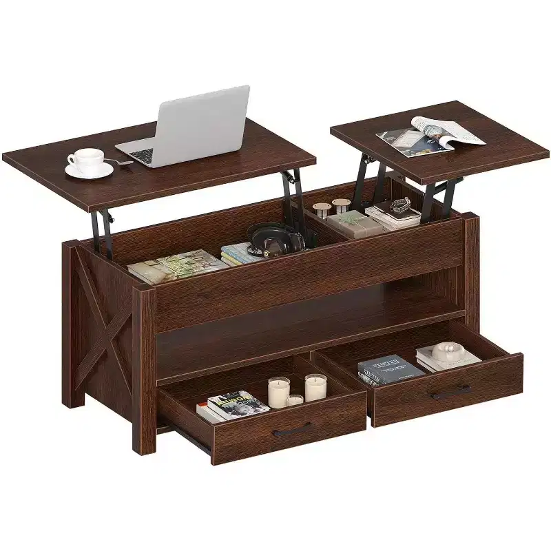 Wood Coffee Table - Adjustable Coffee Table, Height Adjustable Coffee Table, Modern Coffee Table, Stylish Coffee Table