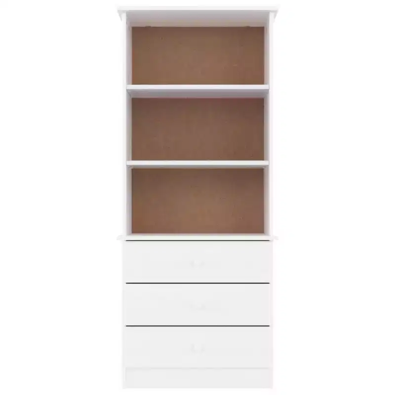 Bookcase White Solid Pine Wood Tall Bookcase Rectangular