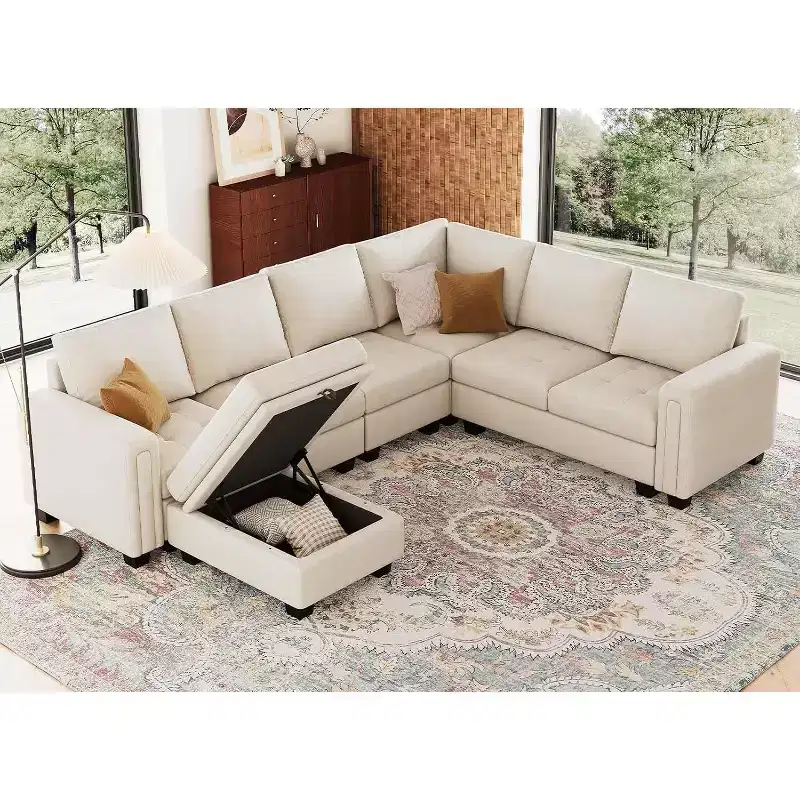Belffin Modular Velvet Tufted Small Ottoman