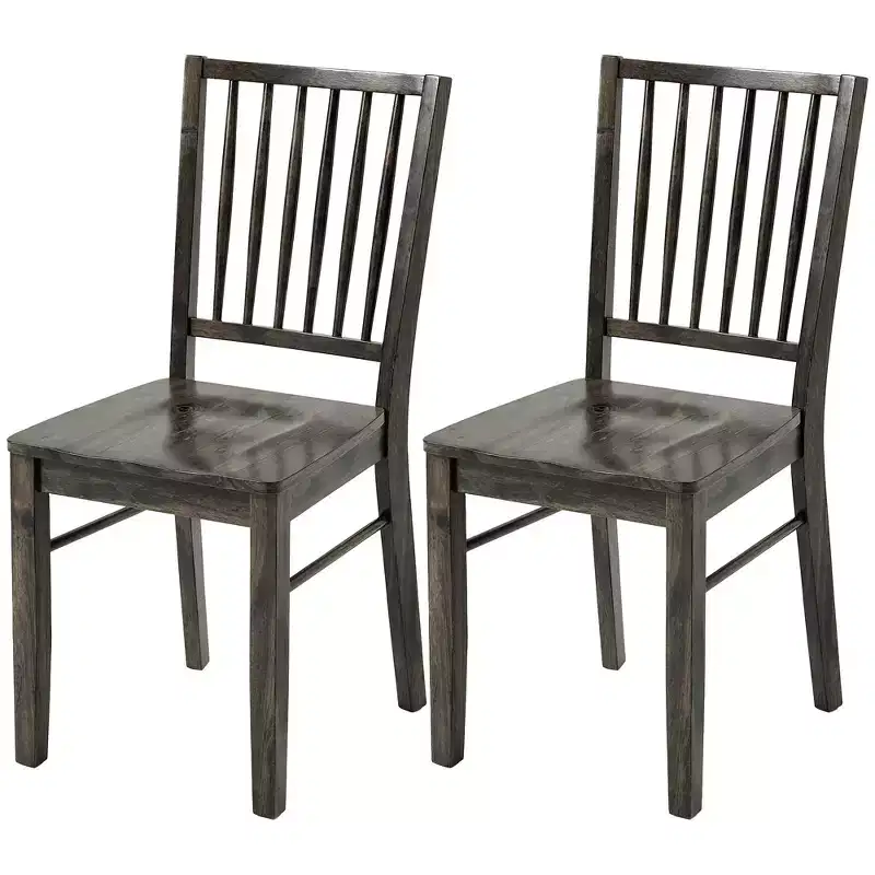 HOMCOM Dining Chairs Set of 2 Ergonomic Solid Wood, Armless Kitchen Chairs with Rubberwood Legs