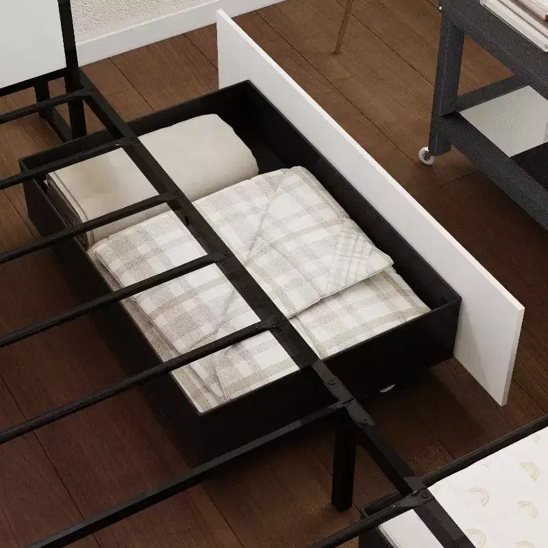 Famapy White Queen - Sized Contemporary Bed Frame: Adjustable Illumination, Spacious Under - Bed Drawer for Storage, Ensuring Stable and Cozy Sleep