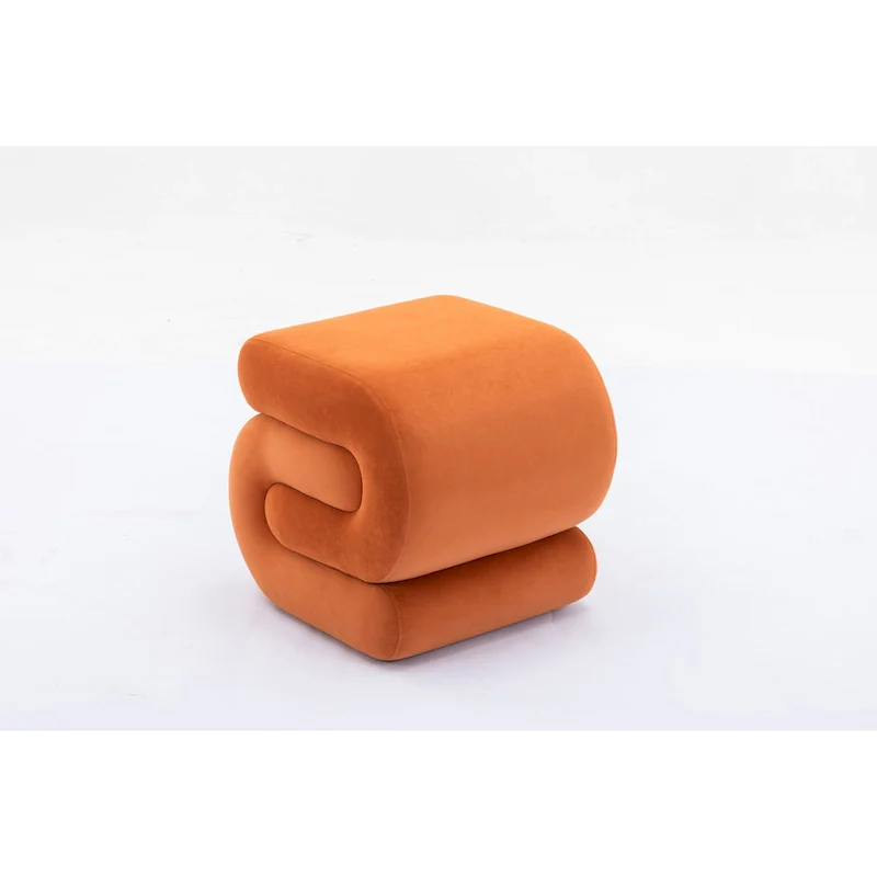 Modern S-shape Fabric Ottoman Makeup Stool Footstool