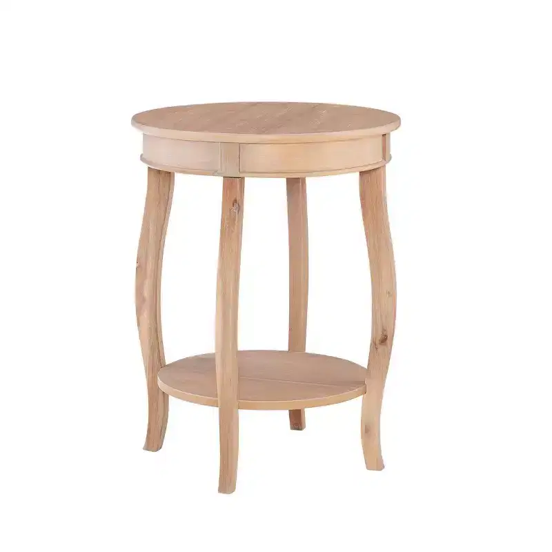 Round Accent Side Table Natural Wood
