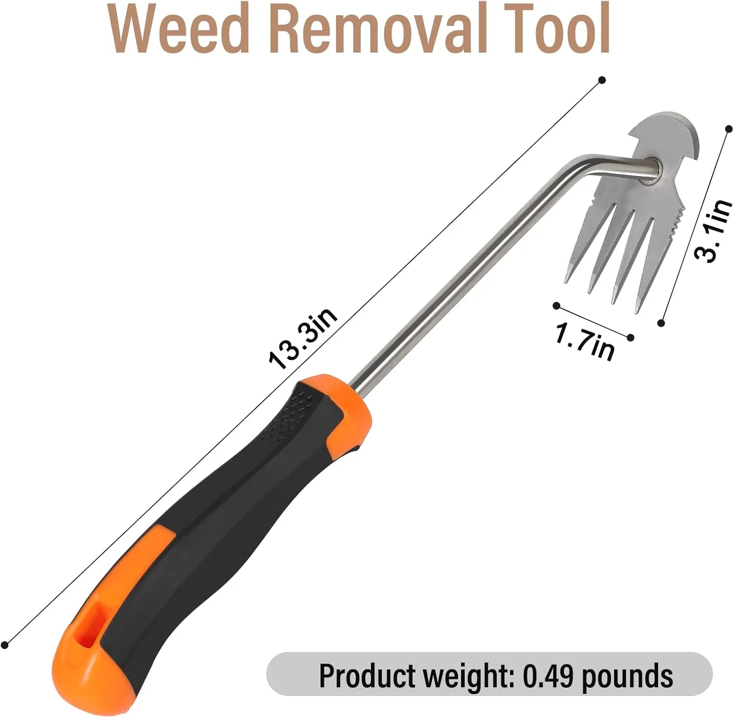 Weed Remover Tool Portable Garden Weeder with Rubber Handle