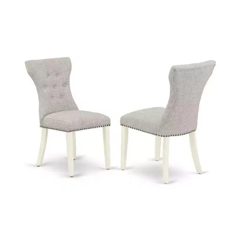 HomeStock 5 Piece Round Pedestal Dining Set Linen White Doeskin