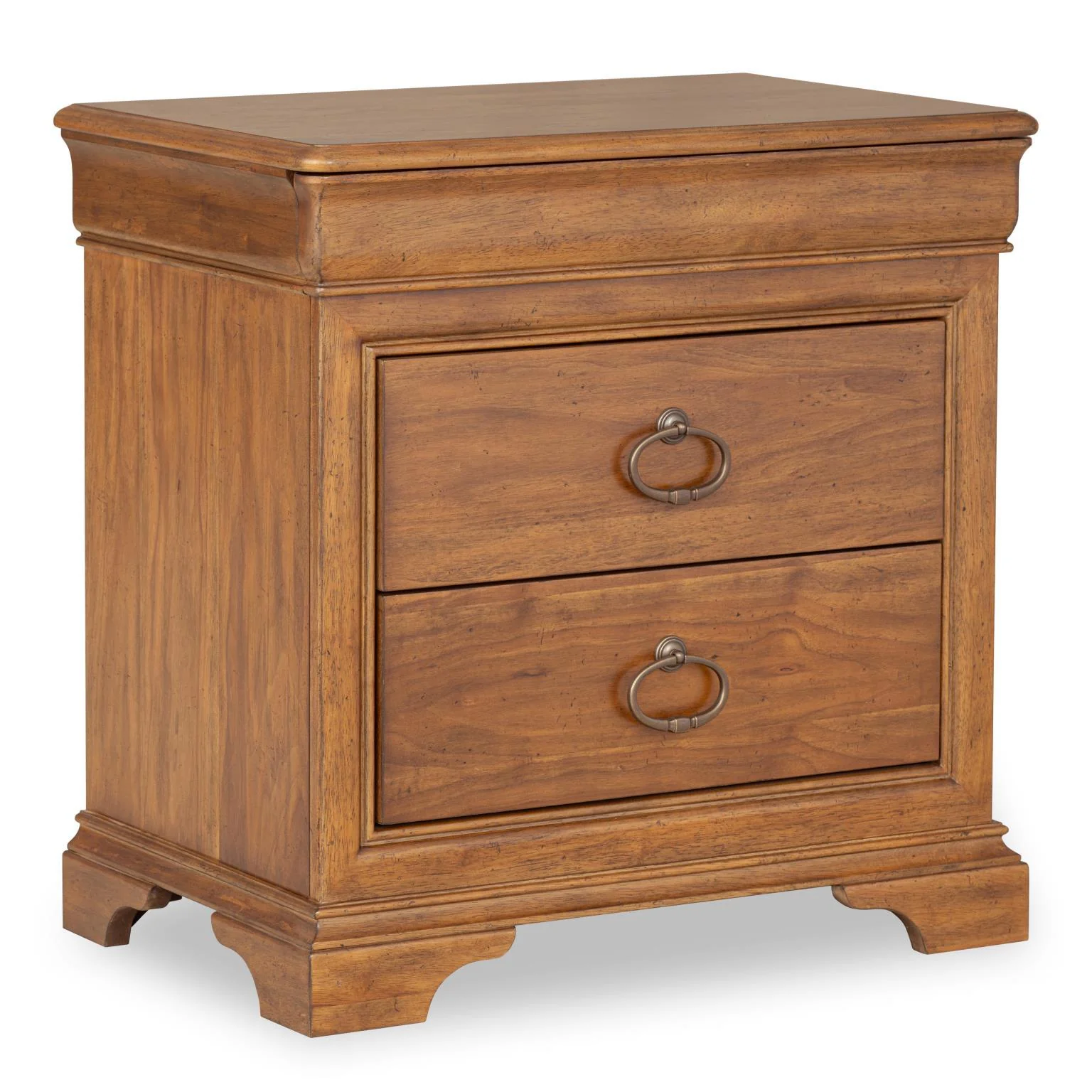 Nightstands d Walnut product Features Beautiful Walnut Veneer Waterfall Top s and Bracket Feet