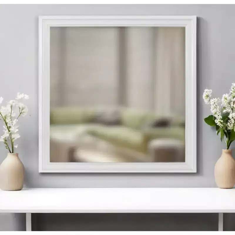 HomeRoots 38 White Square Wood Framed Accent Mirror