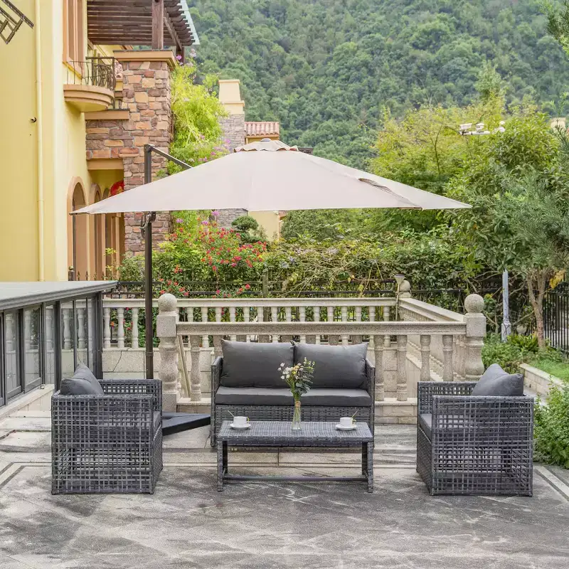 WestinTrends 4-Piece Wicker Outdoor Patio Conversation Set with Coffee Table, Gray/Gray