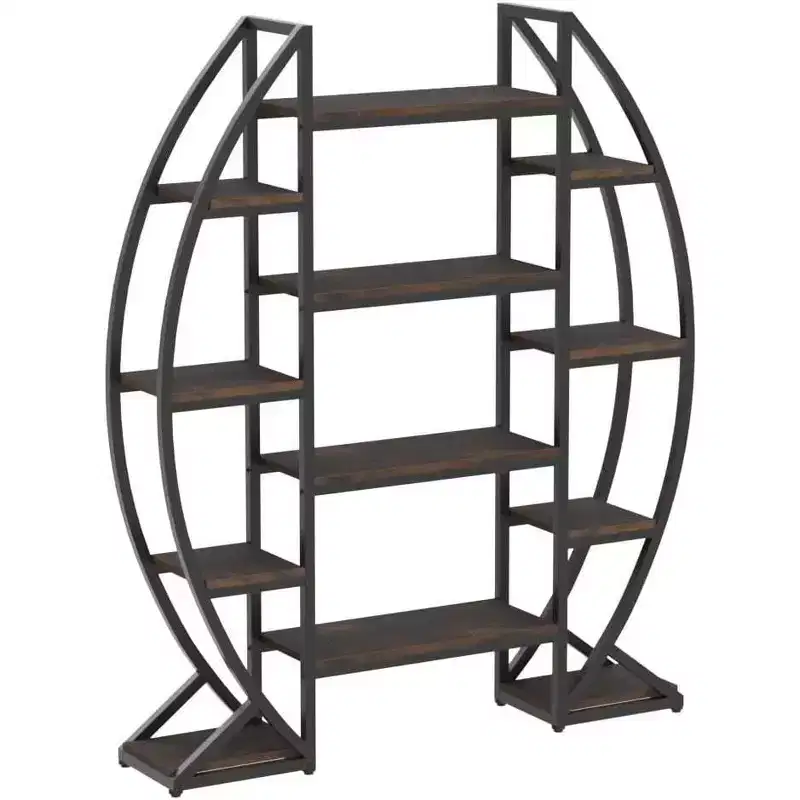Lantine 5 Tier Triple Wide Oval Etagere Bookshelf