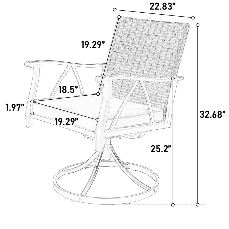 5 Piece Outdoor Wicker Patio Dining Set with Swivel Rocker Chairs for Backyard Garden Deck Poolside
