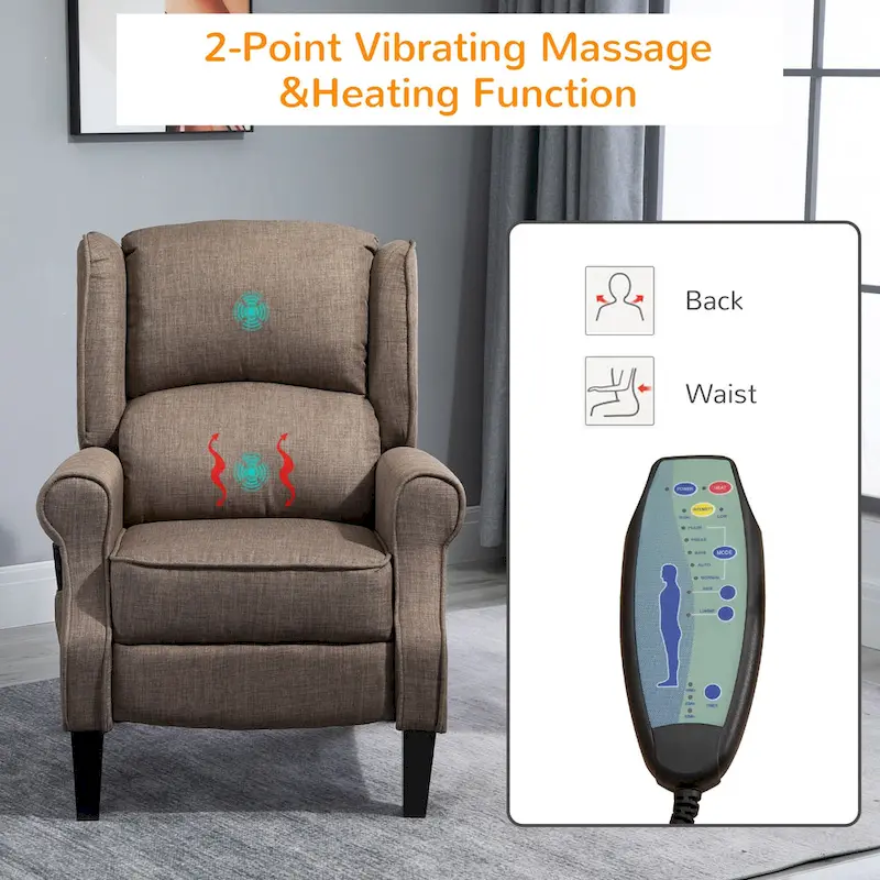 Heated Massage Recliner Chair with Lumbar Heating & Remote Controller