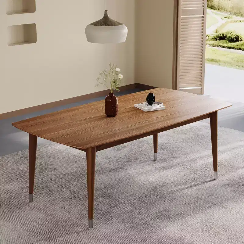 Luck Live Mid-Century Modern 62.9 Dining Table & Desk with Wood Grain Top and Solid Wood Legs