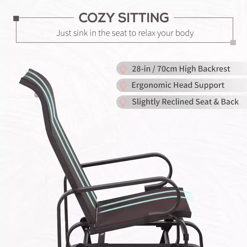 Gliding Lounger Chair, Single Rocker with Lightweight Metal & Mesh Construction