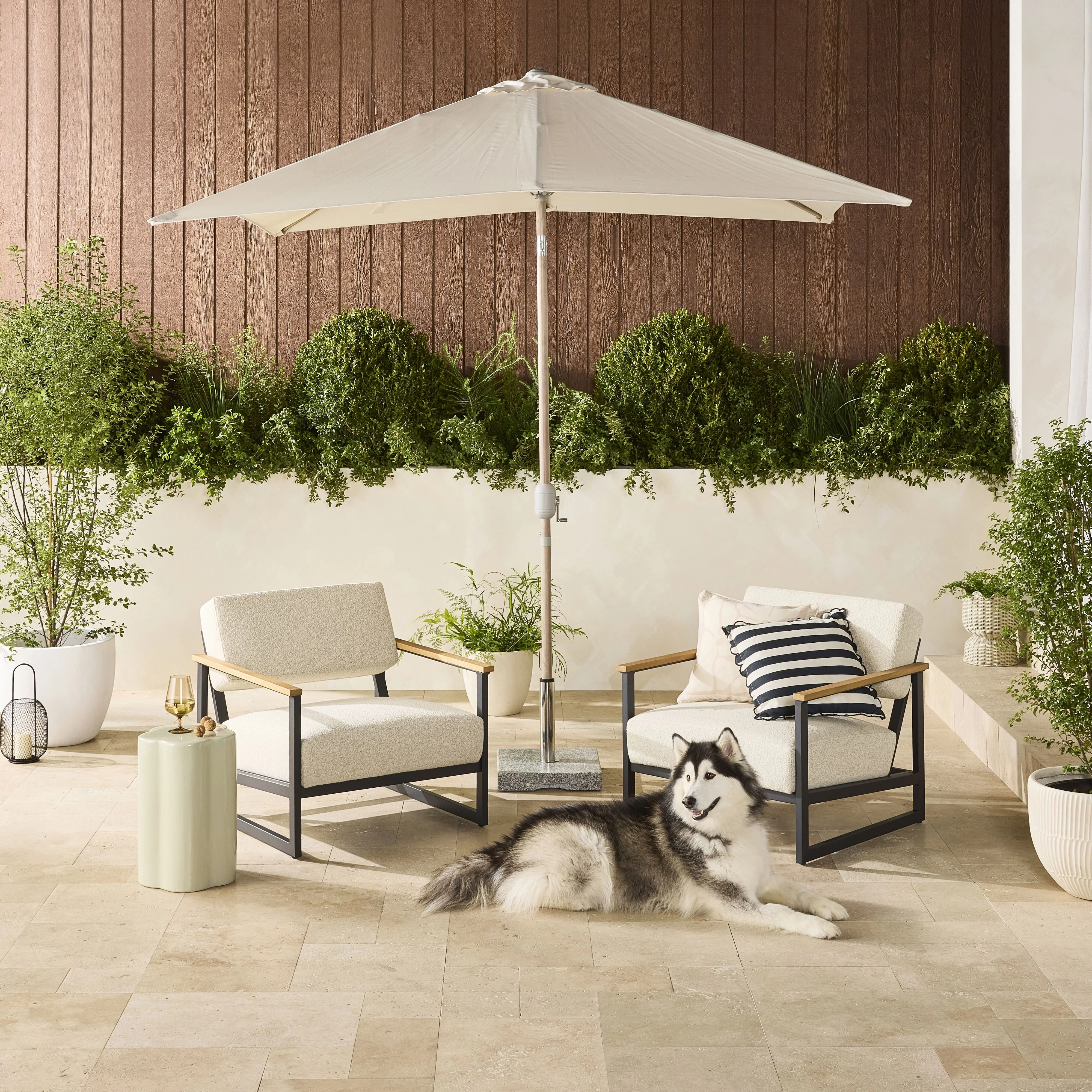 Micro Boucle Indoor Outdoor Armchair Natural