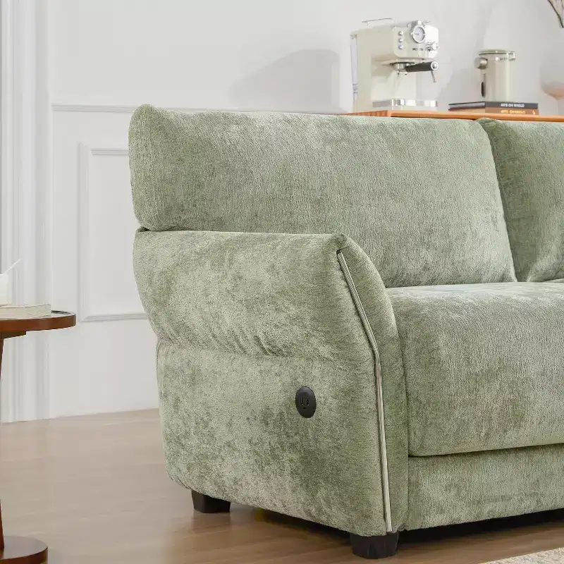 L-Shaped Sectional Sofa Set with Ottoman, 3-Seat Chenille Couch with Extra-Wide Seat and USB, 110
