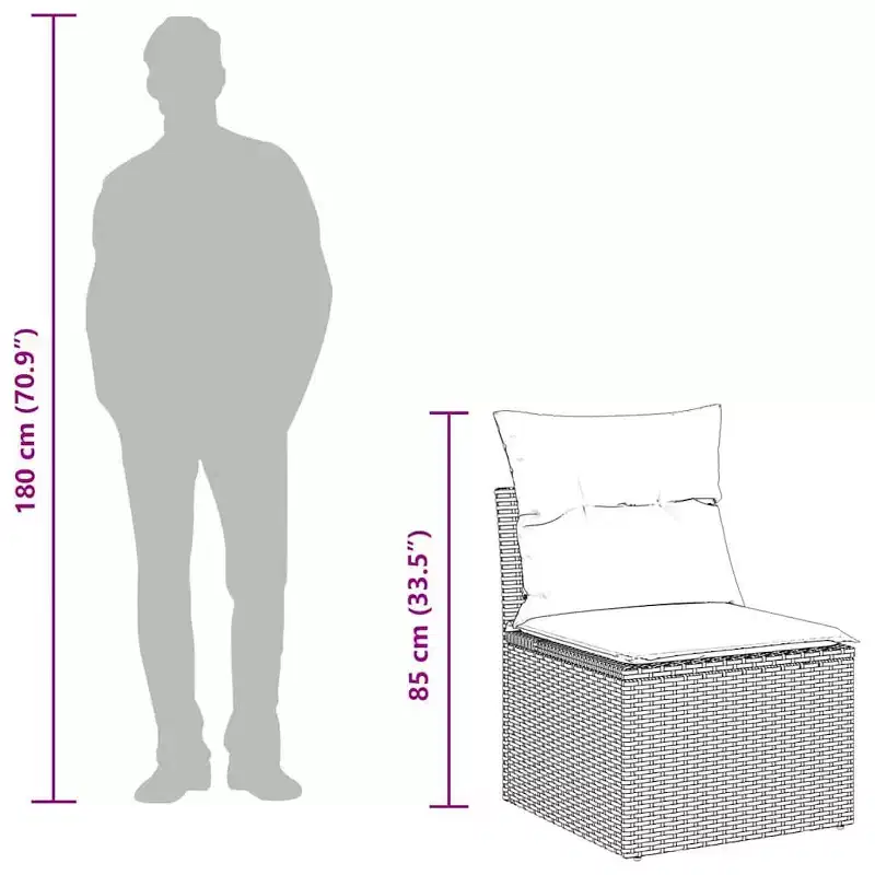 vidaXL Garden Sofa Set Black and Cream White