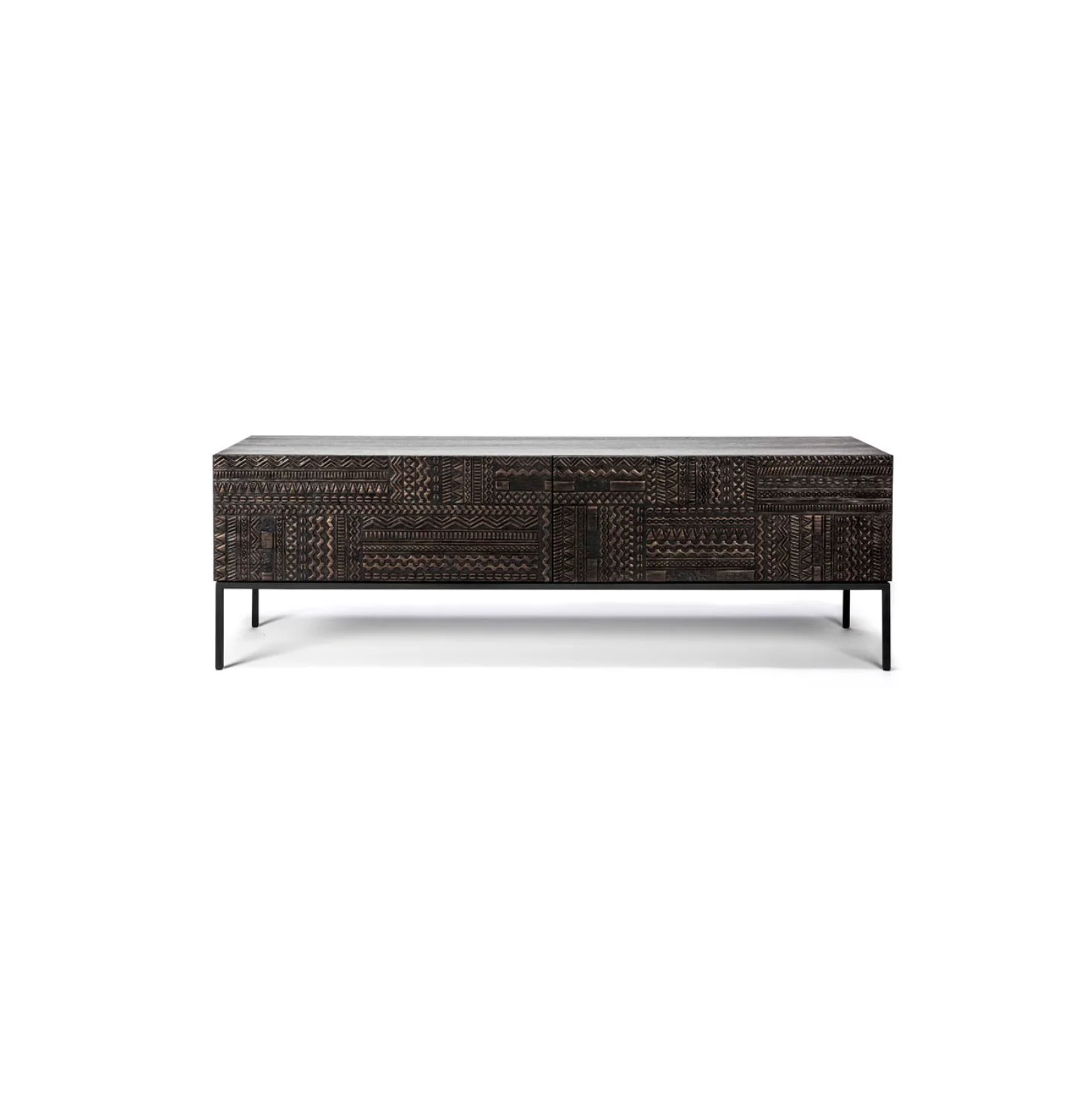 Traditional Black oak Oak Entertainment Cabinet for Living Room