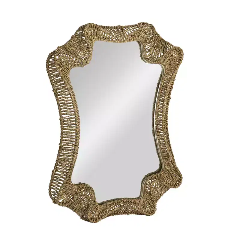 Storied Home Decorative Handwoven Cattail Wall Mirror