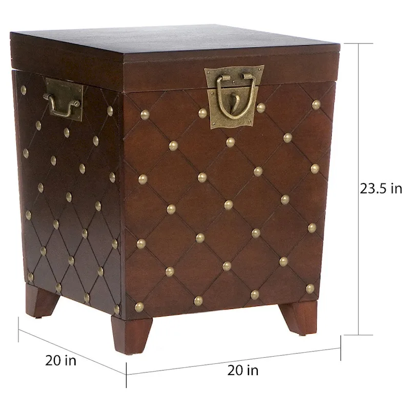 Espresso Nailhead Accent End Table Trunk with Storage - Pine and MDF