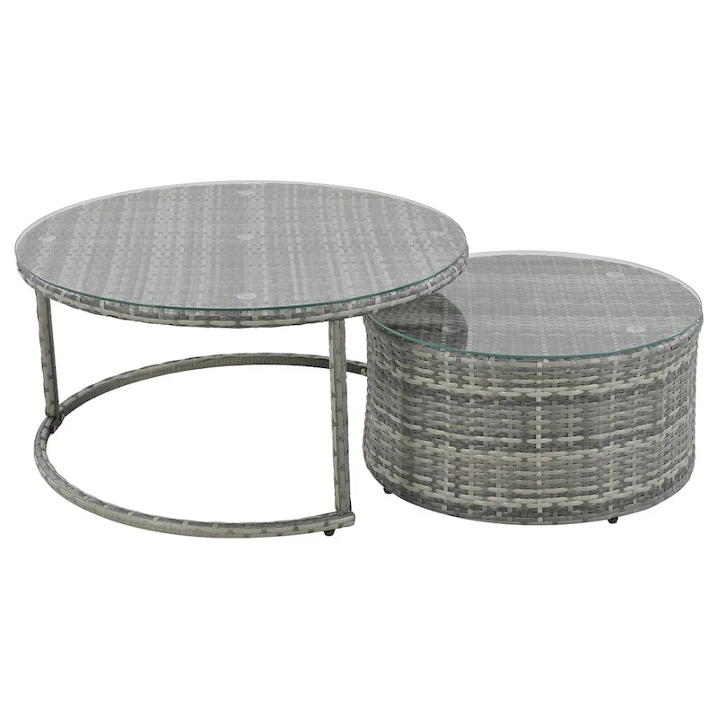 9-Piece Half-Moon Sectional Set with Nesting Table & Armchairs