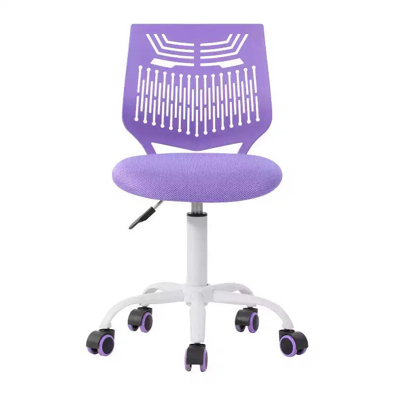 Purple & White Adjustable Height Swivel Rolling Office Chair