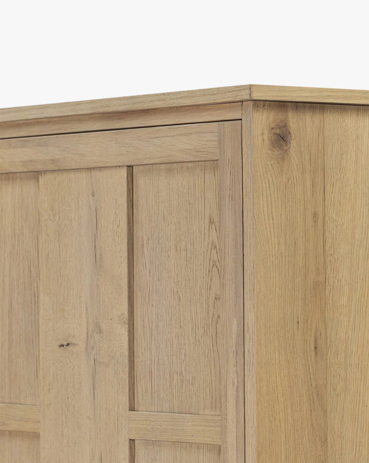 Modern Oak Cabinet with Paneled Façade & Elevated Base for Living Room