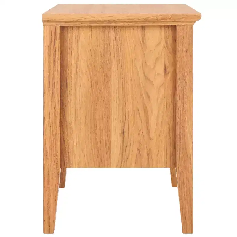 1-Drawer 1-Shelf Nightstand with Gold Pulls, Walnut Finish Bedside Table
