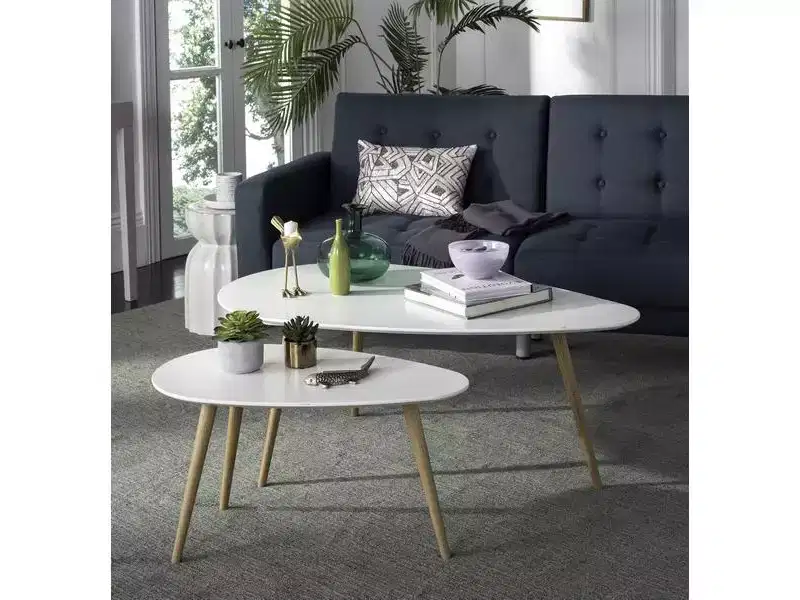 Split Coffee Table Set of 2 - White/Oak