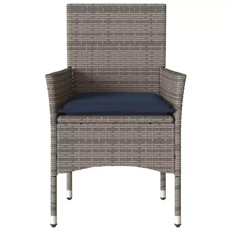 vidaXL Patio Chairs with Cushions 2 pcs Poly Rattan