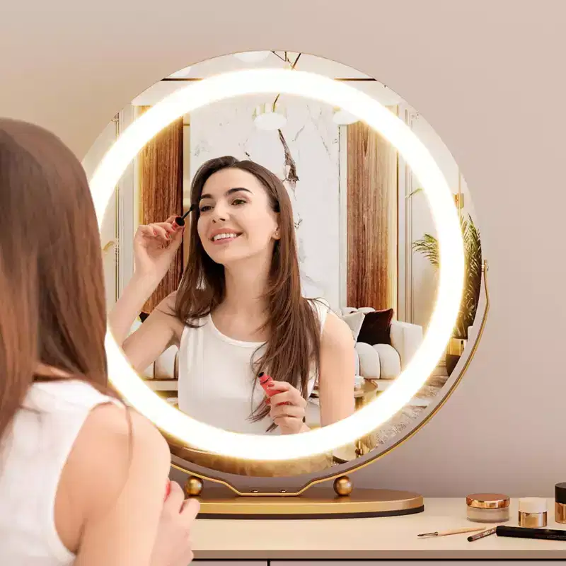 Vanity Mirror with Lights, Large Makeup Mirror with 3 Color Lighting Dimmable, Smart Touch Control, Rotation Vanity Mirror