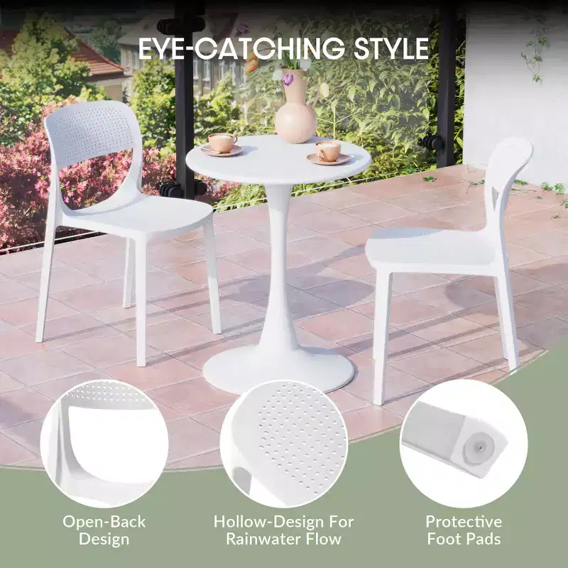 WestinTrends Playa Modern Stackable Plastic Resin Patio Dining Side Chair (Set of 2)