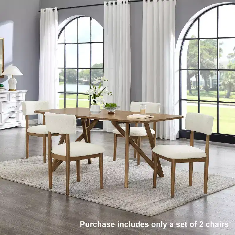 GDFStudio Solstice Boucle Upholstered Dining Chairs (Set of 2)