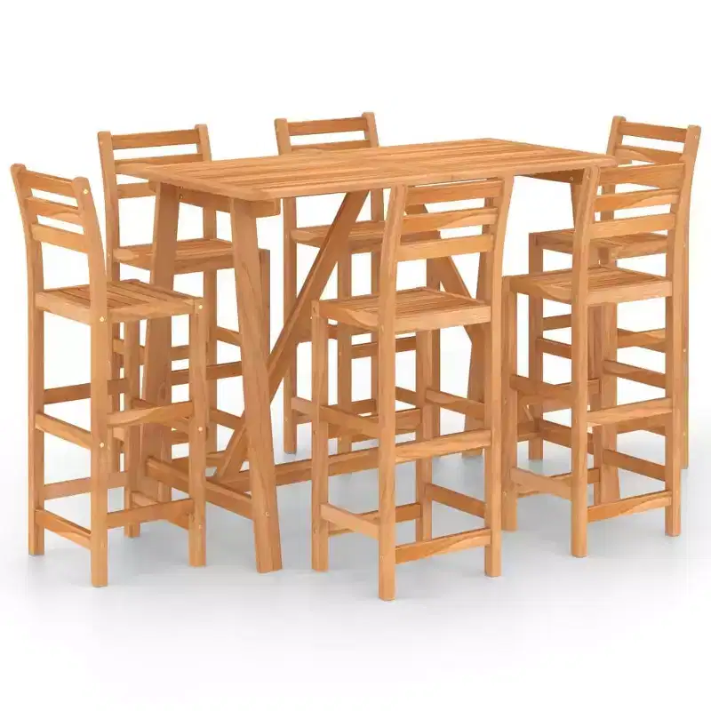 vidaXL Outdoor Bar Set Natural Wood Solid Acacia Wood Medium