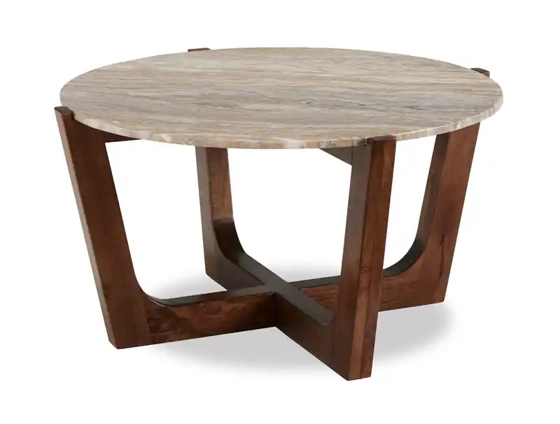 36 Modern Coffee Table with Natural Marble - Warm Brown