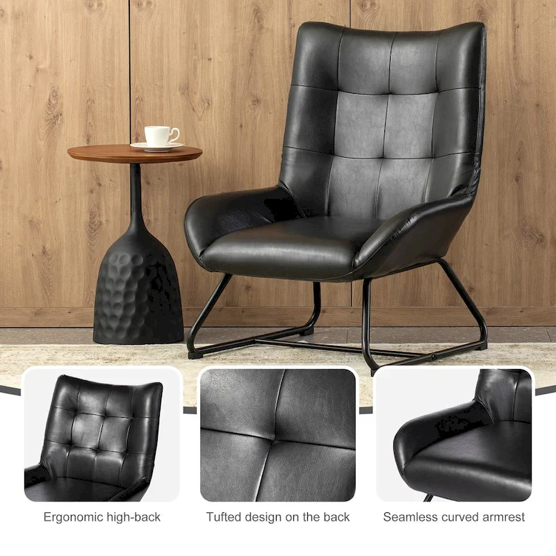 Set of 2 Wingback Accent Chairs with Metal Legs, 35.5