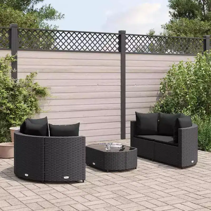 vidaXL Rattan Corner Sofa Set with Cushions - Various Colors