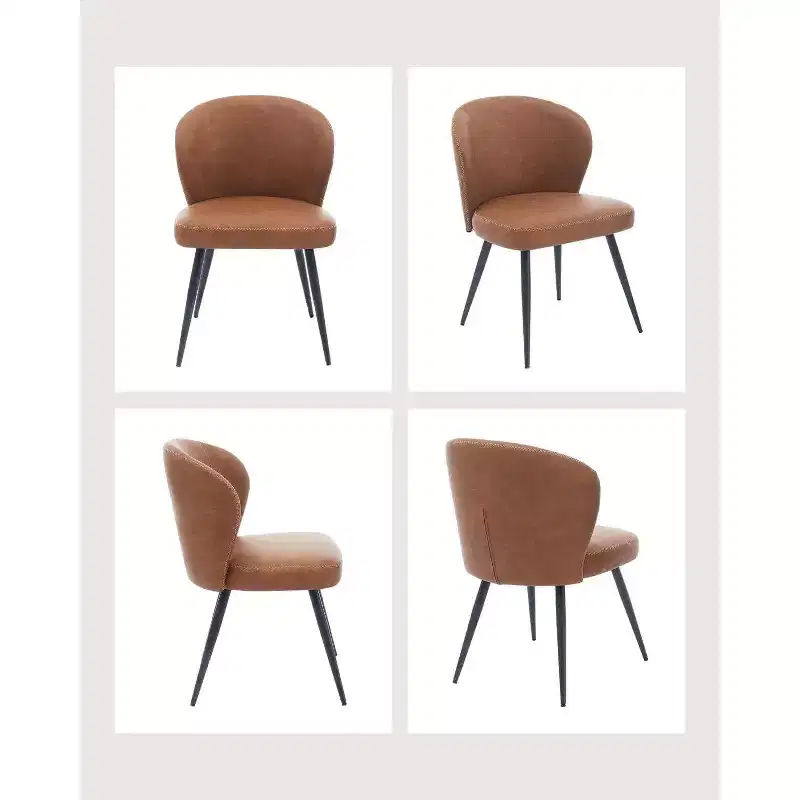 Dining Chairs Set of 2, Modern Kitchen Chairs, Armless Faux Leather Upholstered Accent Side Chair