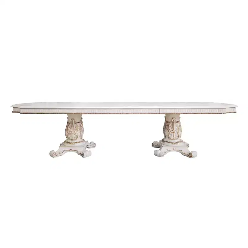 120-Inch Double Pedestal Dining Table - Antique Pearl Finish